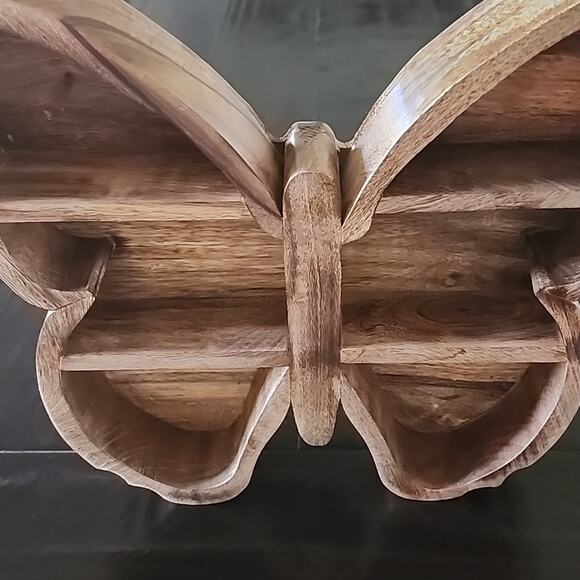 BUTTERFLY Wood Shelf or Tray Bohemian Style Beautiful Finished Accent Piece - Picture 7 of 8